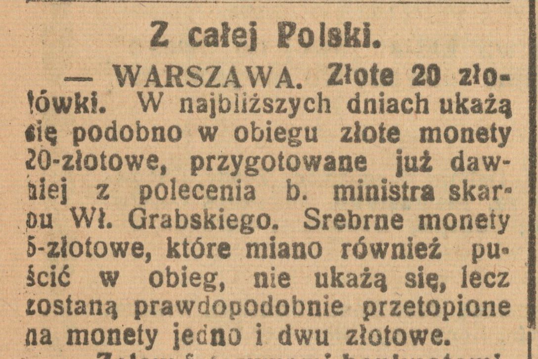 1926-12-11 Pielgrzym srebrne 5 zł przetopione na 1 zł i 2 zł wycinek.jpg