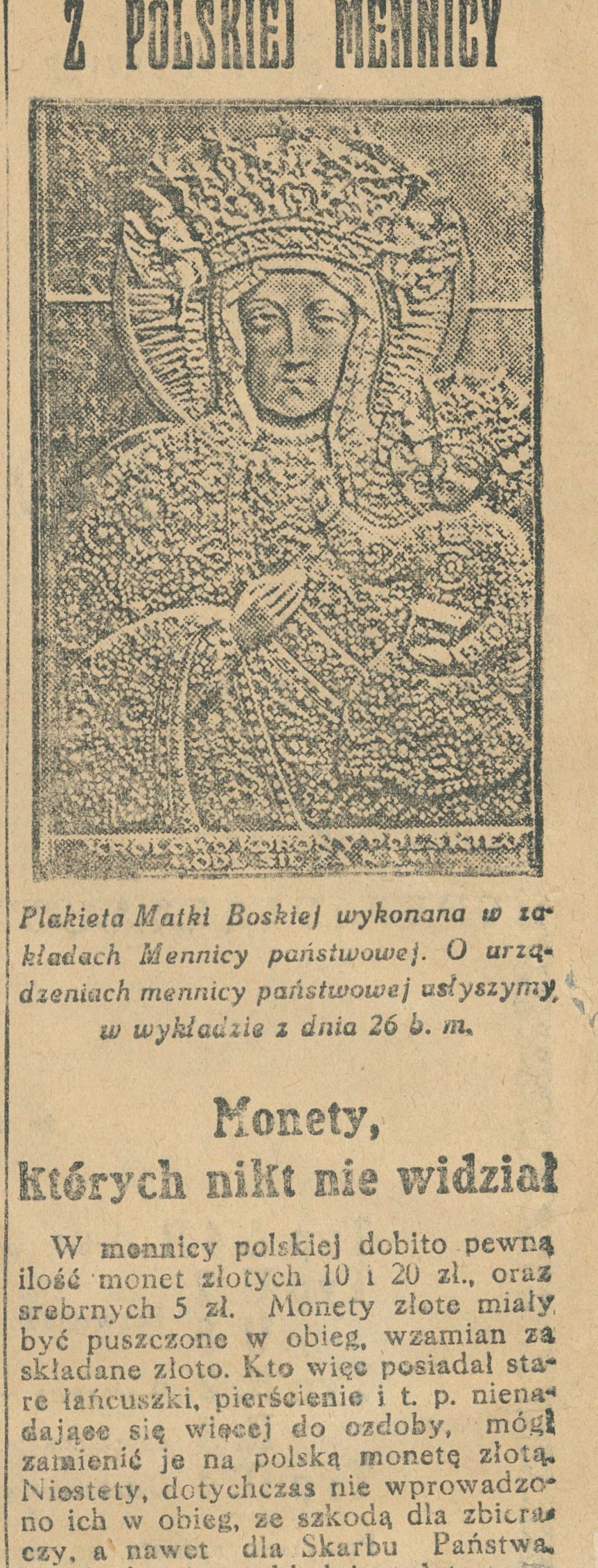 1926-12-19 Radio dobito pewna ilość monet złotych i 5 zł wycinek.jpg