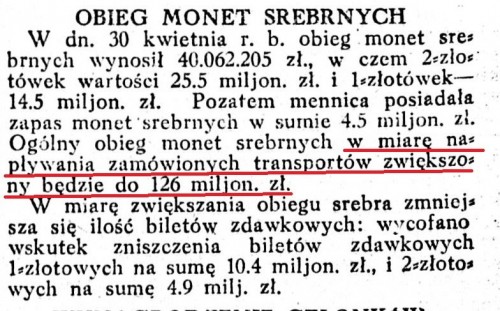 1925-05-08 RzePa obieg monet srebrnych do 126 mil wycinek.jpg